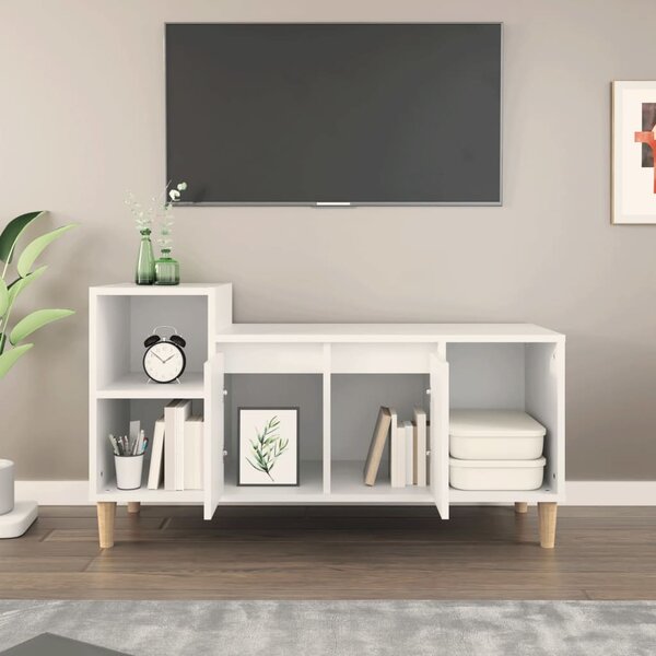 Fehér szerelt fa TV-szekrény 100x35x55 cm
