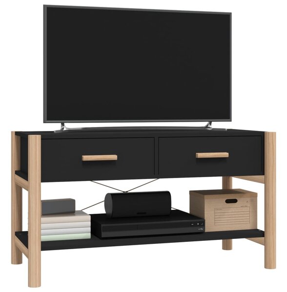 Fekete szerelt fa TV-szekrény 82x38x45 cm