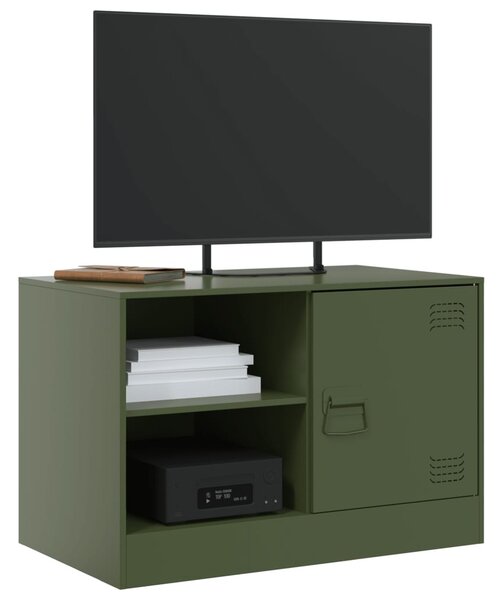 Olívazöld acél TV-szekrény 67 x 39 x 44 cm