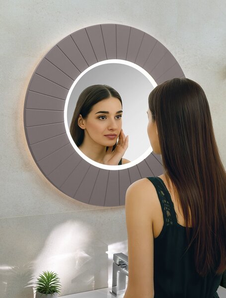 Sapho Sapho, LUMIRO STRIP kerek tükör LED világítással a keretben, 90 cm átmérőjű, agila, LR950-4343S