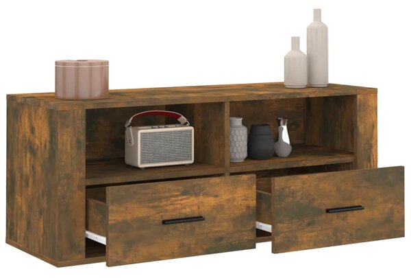 Füstös tölgy színű szerelt fa TV-szekrény 100 x 35 x 40 cm