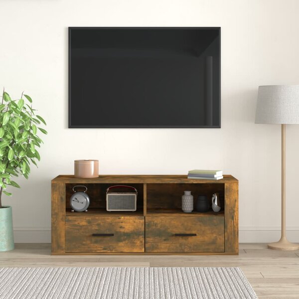 Füstös tölgy színű szerelt fa TV-szekrény 100 x 35 x 40 cm