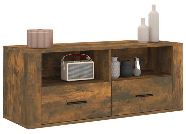 Füstös tölgy színű szerelt fa TV-szekrény 100 x 35 x 40 cm