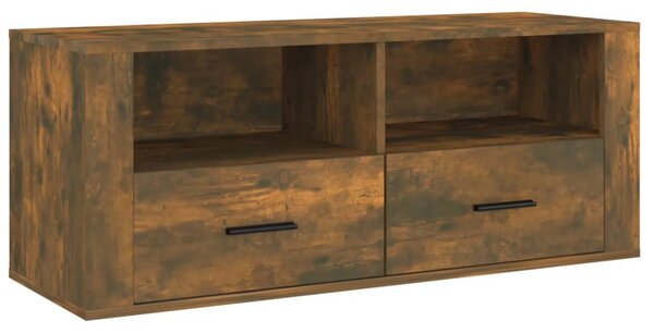 Füstös tölgy színű szerelt fa TV-szekrény 100 x 35 x 40 cm