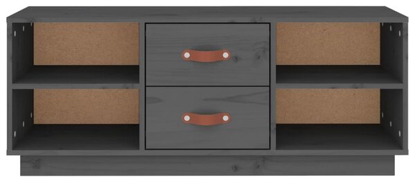 Szürke tömör fenyőfa TV-szekrény 100x34x40 cm