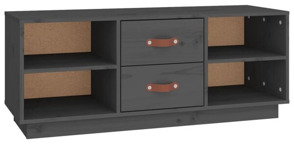 Szürke tömör fenyőfa TV-szekrény 100x34x40 cm