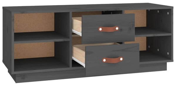 Szürke tömör fenyőfa TV-szekrény 100x34x40 cm