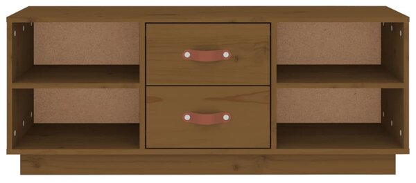 Mézbarna tömör fenyőfa TV-szekrény 100x34x40 cm