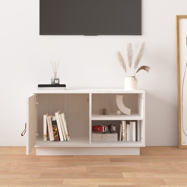Fehér tömör fenyőfa TV-szekrény 70 x 34 x 40 cm