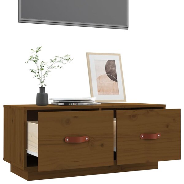 Mézbarna tömör fenyőfa TV-szekrény 80 x 34 x 35 cm