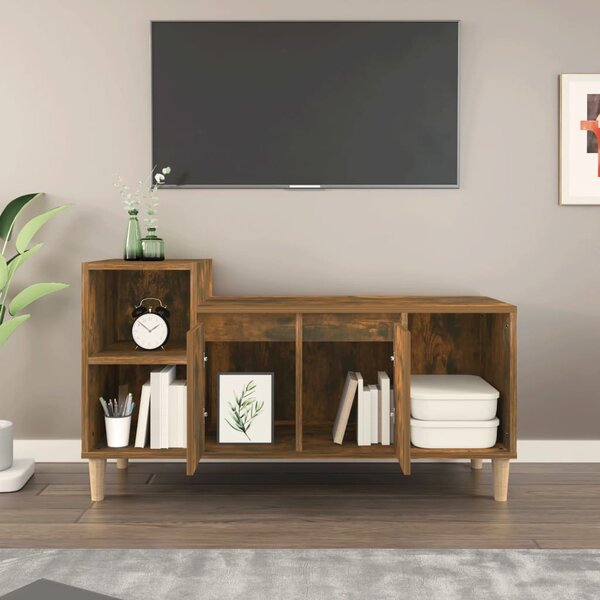 Füstös tölgy színű szerelt fa TV-szekrény 100x35x55 cm