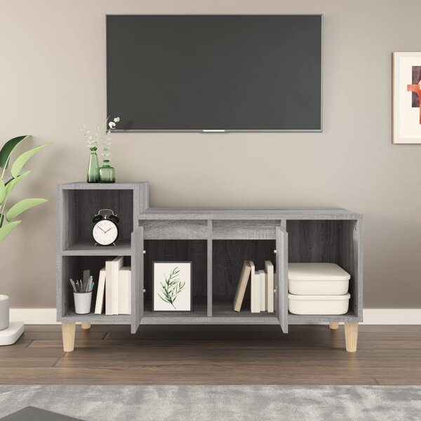 Szürke sonoma színű szerelt fa TV-szekrény 100x35x55 cm