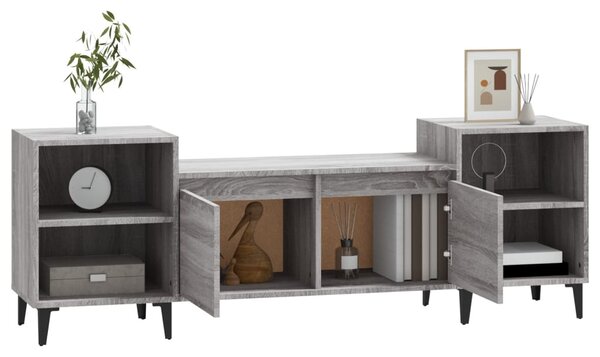 Szürke sonoma színű szerelt fa TV-szekrény 160x35x55 cm
