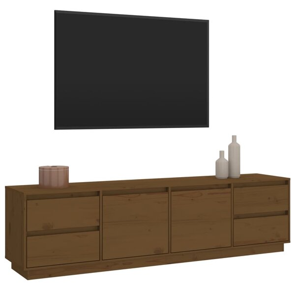 Mézbarna tömör fenyőfa TV-szekrény 176x37x47,5 cm