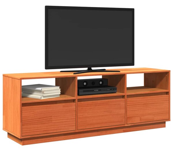 Viaszbarna tömör fenyőfa TV-szekrény 140 x 37 x 50 cm