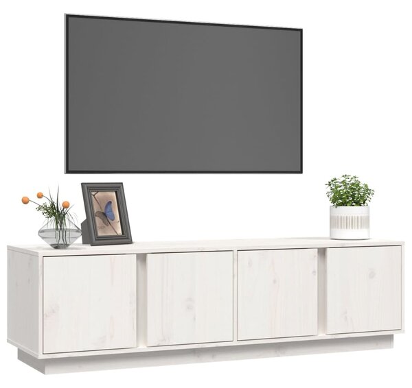 Fehér tömör fenyőfa TV-szekrény 140 x 40 x 40 cm