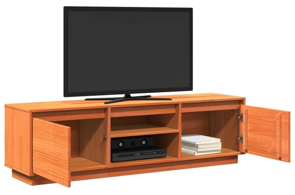 Viaszbarna tömör fenyőfa TV-szekrény 140 x 35 x 40 cm