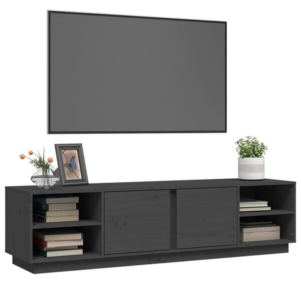 Szürke tömör fenyőfa TV-szekrény 156 x 40 x 40 cm