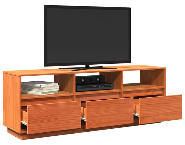 Viaszbarna tömör fenyőfa TV-szekrény 140 x 37 x 50 cm