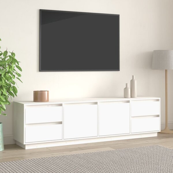 Fehér tömör fenyőfa TV-szekrény 176 x 37 x 47,5 cm