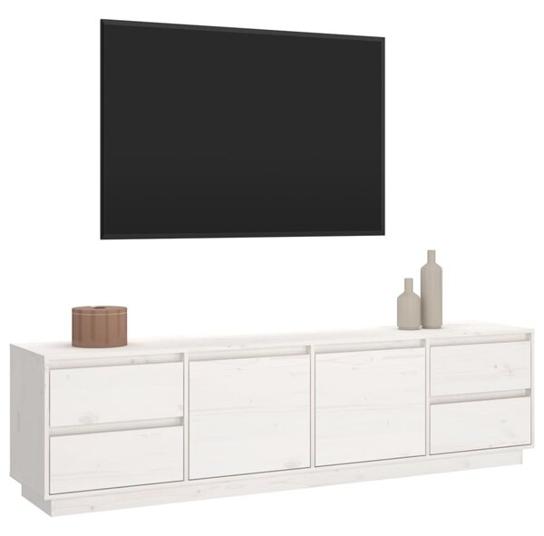 Fehér tömör fenyőfa TV-szekrény 176 x 37 x 47,5 cm