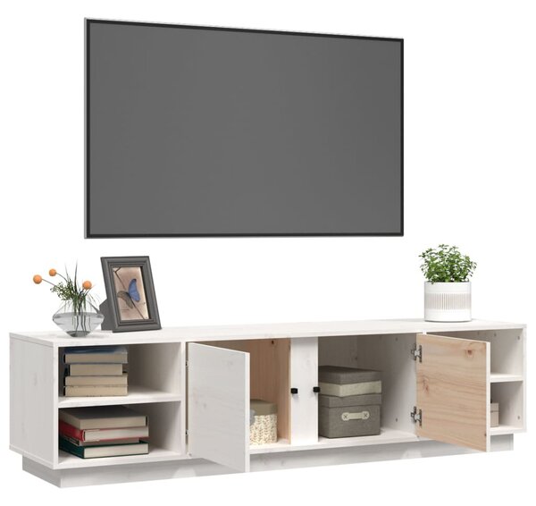Fehér tömör fenyőfa TV-szekrény 156 x 40 x 40 cm