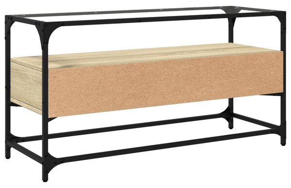 Sonoma tölgy szerelt fa TV-szekrény üveglappal 98 x 35 x 51 cm