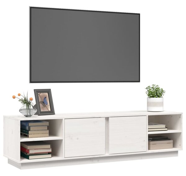 Fehér tömör fenyőfa TV-szekrény 156 x 40 x 40 cm