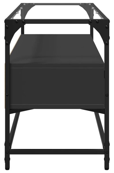 Fekete szerelt fa TV-szekrény üveglappal 98 x 35 x 51 cm