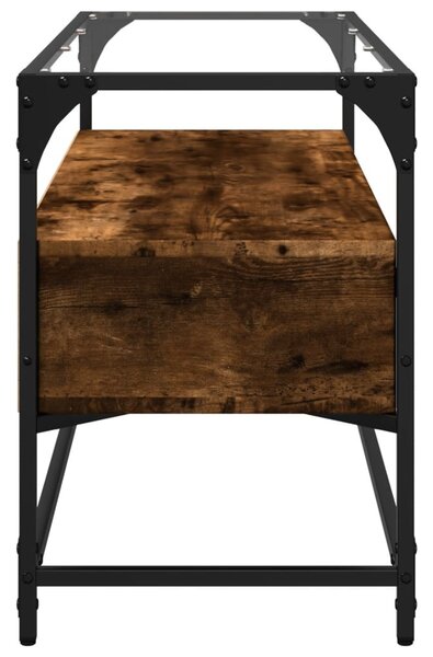 Füstös tölgy szerelt fa TV-szekrény üveglappal 98 x 35 x 51 cm