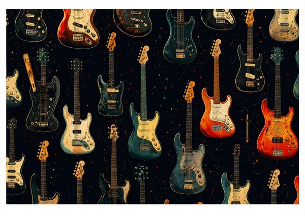 Kép elektromos gitárok fekete háttéren