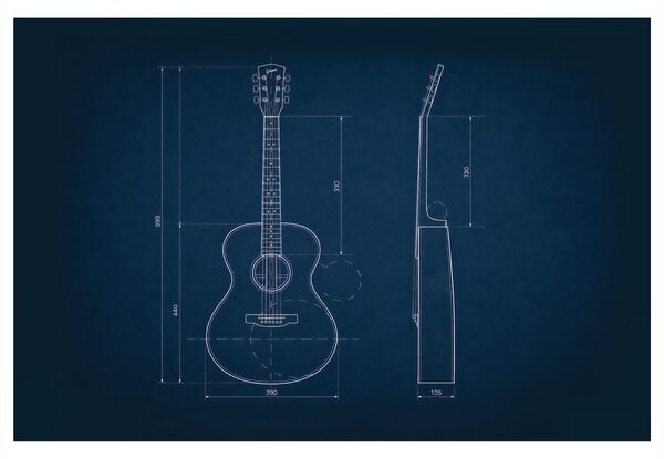 Kép akusztikus gitár műszaki rajz