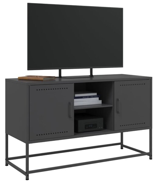 Fekete acél TV-szekrény 100,5x39x60,5 cm