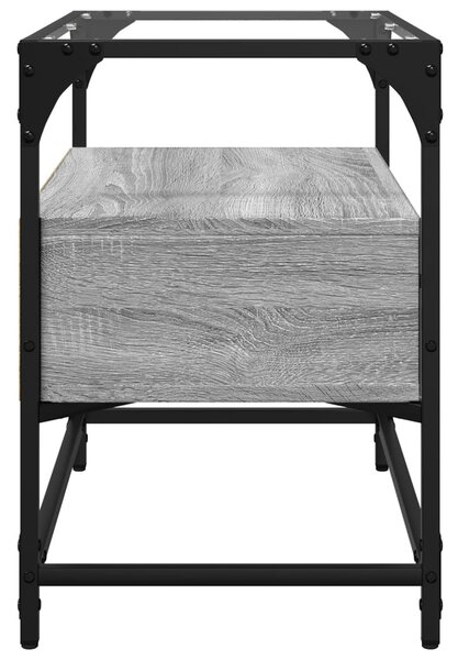 Szürke sonoma szerelt fa TV-szekrény üveglappal 60 x 35 x 51 cm