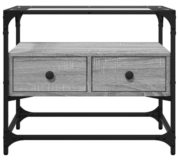 Szürke sonoma szerelt fa TV-szekrény üveglappal 60 x 35 x 51 cm
