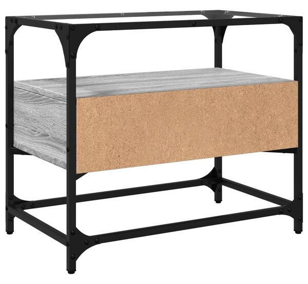 Szürke sonoma szerelt fa TV-szekrény üveglappal 60 x 35 x 51 cm