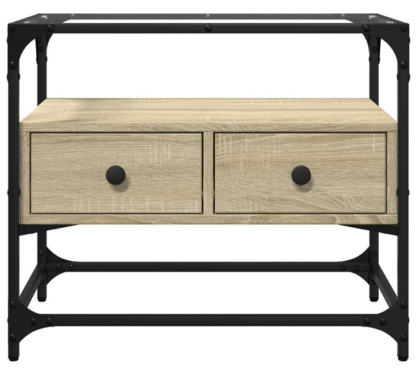 Sonoma tölgy szerelt fa TV-szekrény üveglappal 60 x 35 x 51 cm