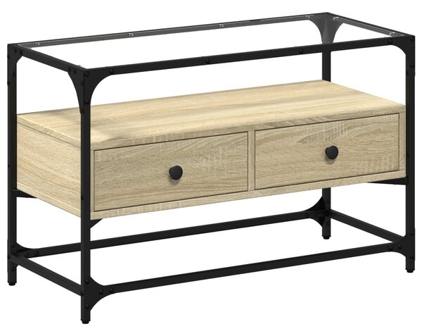 Sonoma tölgy szerelt fa TV-szekrény üveglappal 80 x 35 x 51 cm
