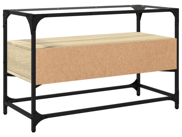 Sonoma tölgy szerelt fa TV-szekrény üveglappal 80 x 35 x 51 cm
