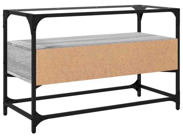 Szürke sonoma szerelt fa TV-szekrény üveglappal 80 x 35 x 51 cm