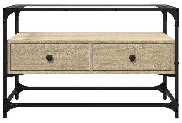 Sonoma tölgy szerelt fa TV-szekrény üveglappal 80 x 35 x 51 cm
