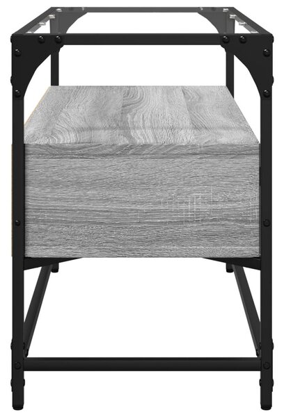 Szürke sonoma szerelt fa TV-szekrény üveglappal 80 x 35 x 51 cm