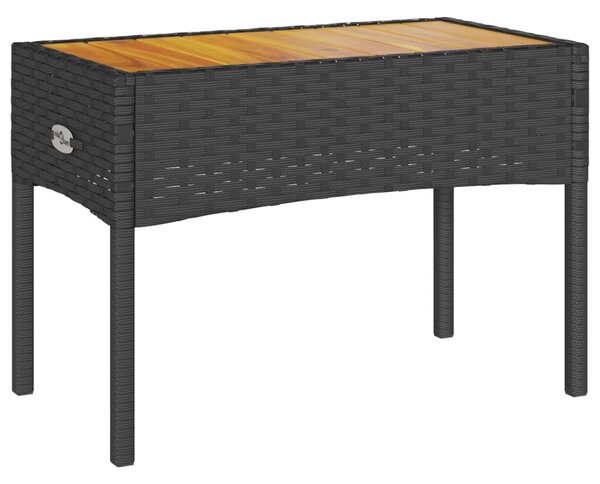 2 személyes fekete polyrattan kerti pad párnával és asztallal