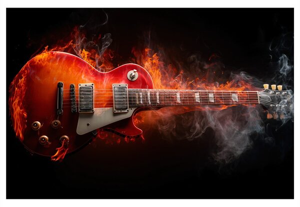 Kép elektromos gitár lángokban
