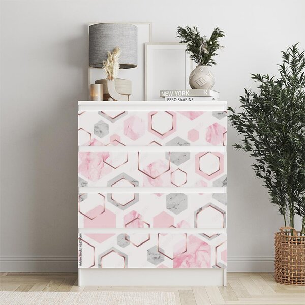 IKEA MALM bútormatrica - rózsaszín hexagonok