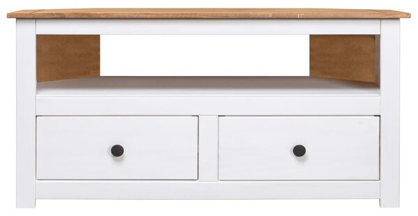 Fehér tömör fenyőfa sarok TV-szekrény 93 x 49 x 49 cm