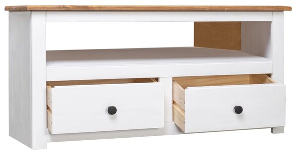 Fehér tömör fenyőfa sarok TV-szekrény 93 x 49 x 49 cm
