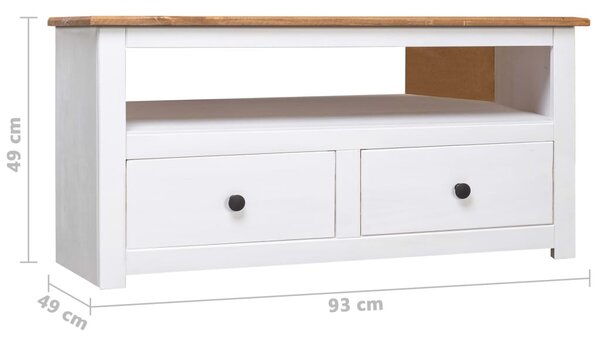 Fehér tömör fenyőfa sarok TV-szekrény 93 x 49 x 49 cm