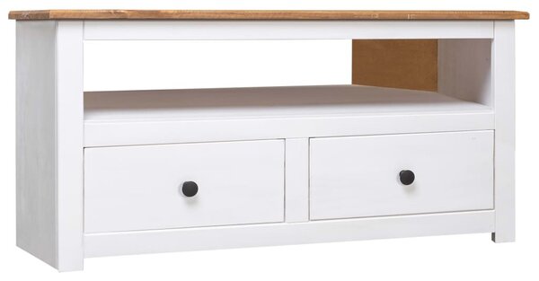Fehér tömör fenyőfa sarok TV-szekrény 93 x 49 x 49 cm