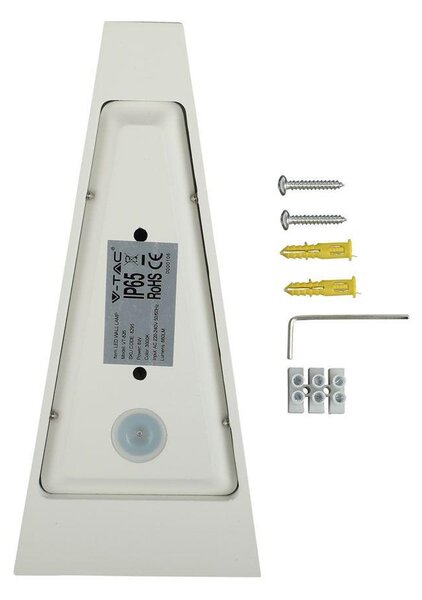 V-TAC 6W kültéri, fehér, fali LED lámpa meleg fehér - SKU 8295